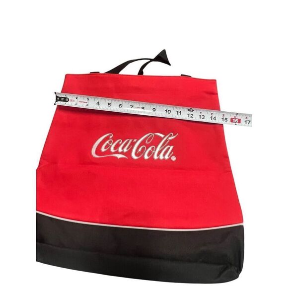 Coca Cola Tote Bag Open Top Red/Black Puffed Silver Logo new Coke - Picture 5 of 6